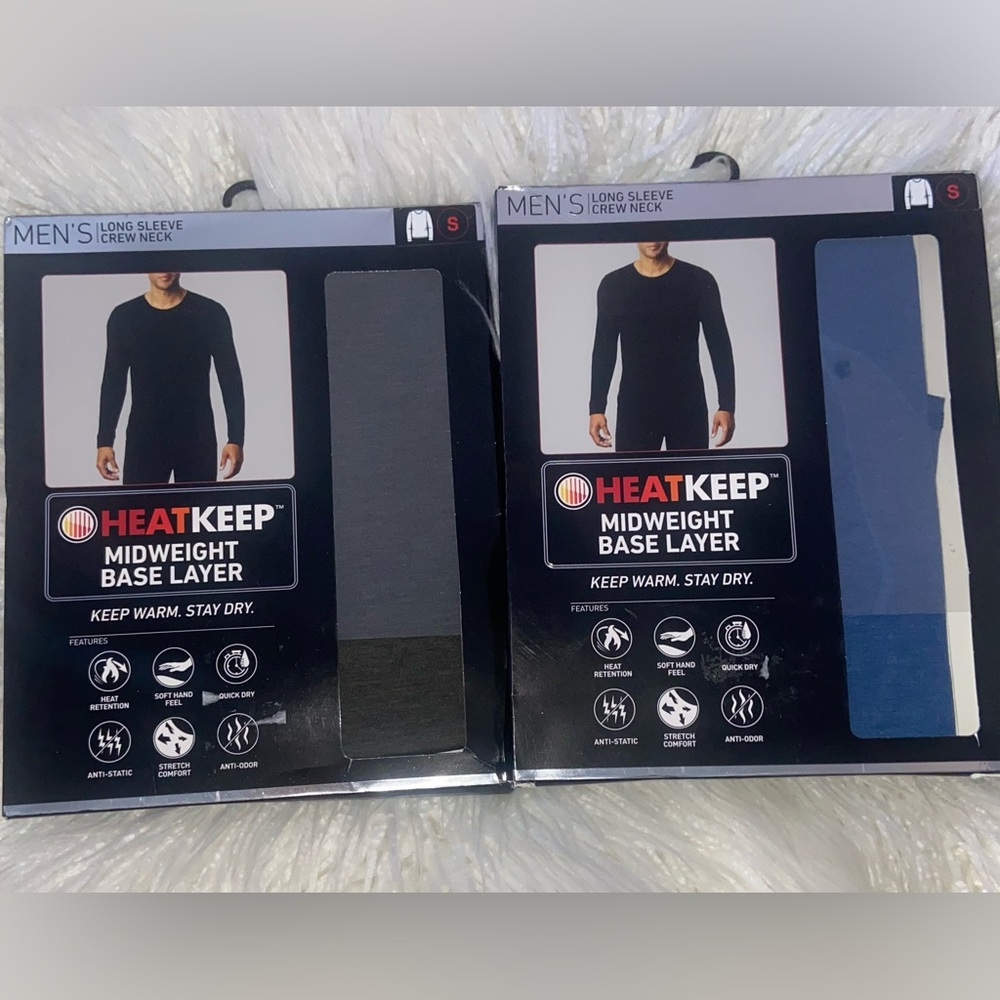 Heat Keep Men's Long Sleeve Base Layer - Black and Blue, set 2